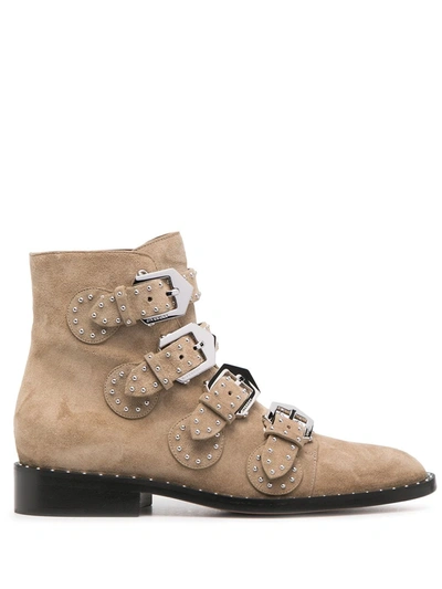 Givenchy Elegant Studded Suede Ankle Boots In Brown