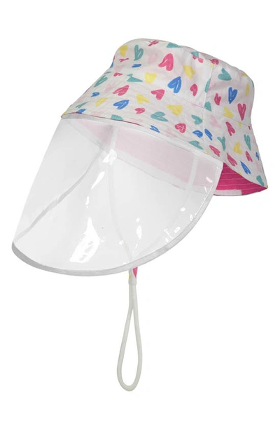 Andy & Evan Kids' Reversible Heart Print Bucket Hat With Removable Shield In White Hearts