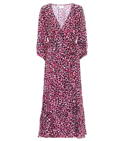 Anna Kosturova Leopard-print Silk Midi Dress In Pink