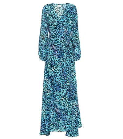 Anna Kosturova Leopard-print Silk Maxi Dress In Blue