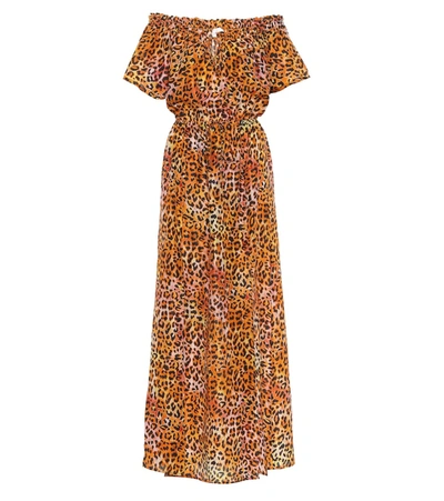 Anna Kosturova Leopard-print Silk Maxi Dress In Orange
