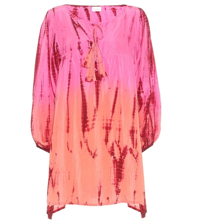 Anna Kosturova Tie-dye Silk-satin Minidress In Pink