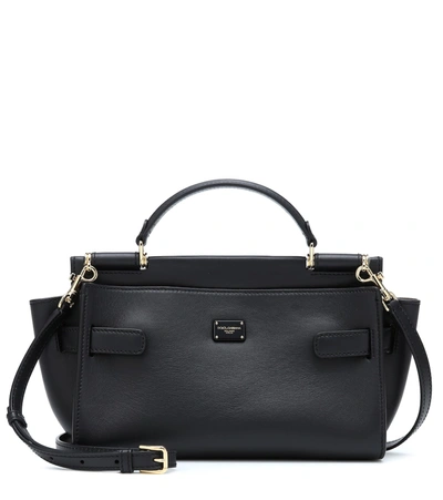 Dolce & Gabbana Sicily Small Leather Shoudler Bag In Black