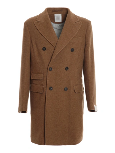 Eleventy Cashmere Coat In Camel Color