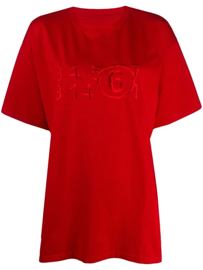 Mm6 Maison Margiela Embroidered Logo T-shirt In Red