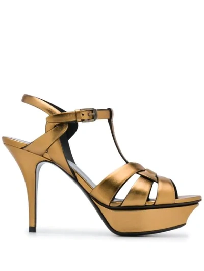 Saint Laurent Tribute Gold Leather Sandals