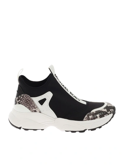 Michael Kors Willow Slip On Sneakers In Black And White In Black / White
