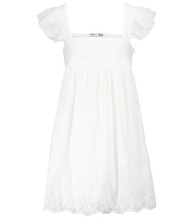 Juliet Dunn Hand-embroidered Cotton-voile Mini Dress In White