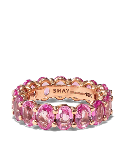 Shay 18k Rose Gold Sapphire Oval Eternity Ring In Pink