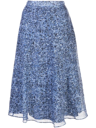 Altuzarra Printed Cotton And Silk-blend Mousseline Skirt In Blue