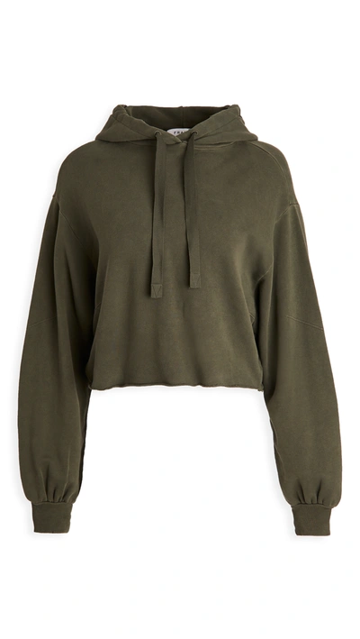 Frame Cropped Easy Hoodie In Olive