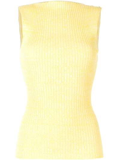 Anna Quan Sleeveless Boat Neck Knit Top In Yellow