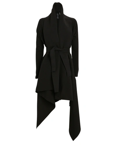 Norma Kamali Uneven Blanket Wrap Coat In Black