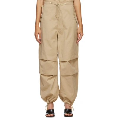 Dion Lee Womens Beige Parachute Tapered High-rise Cotton Trousers Xs