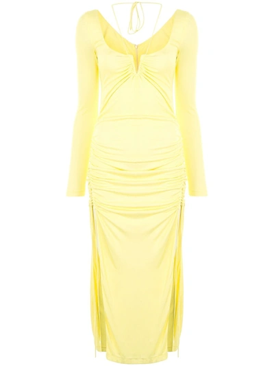 Dion Lee Side-slit Detail Midi Silk Dress In Yellow