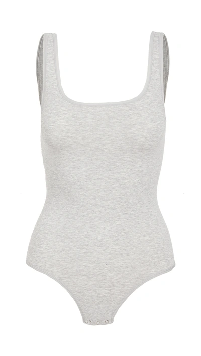 Yummie Ruby Scoop Neck Bodysuit In Heather Grey