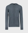 Allsaints Men's Merino Wool Lightweight Mode Zip Hoodie In Shadow Blue