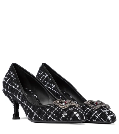 Dolce & Gabbana Logo-embellished Tweed Pumps In Black