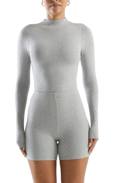 Naked Wardrobe The Nw Thong Bodysuit In Heather Grey