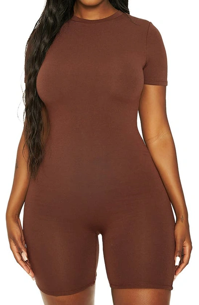 Naked Wardrobe X Mama Malika Short Sleeve Romper In Brown