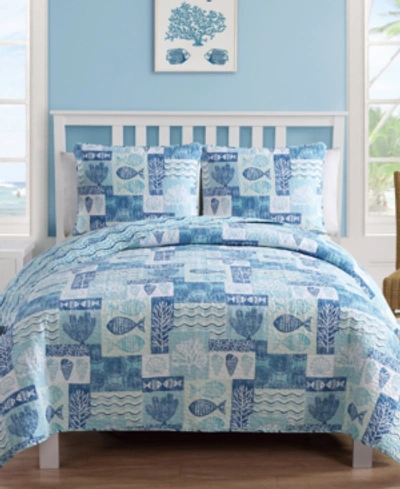 Vcny Home Patchwork Sea Life Reversible 3-pc. King Quilt Set In Blue
