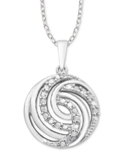 Macy's Diamond Swirl 18" Pendant Necklace (1/10 Ct. T.w.) In Sterling Silver