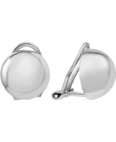 Macy's Polished Button Clip-on Earrings In White Gold