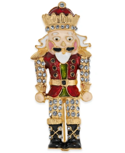 Charter Club Gold-tone Crystal Nutcracker Pin, Created For Macy's