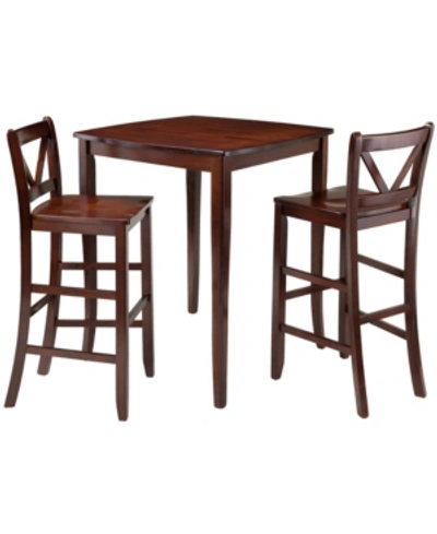 Winsome Inglewood 3-piece High Table With 2 Bar V-back Stools In Brown