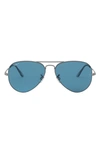 Ray Ban 58mm Aviator Sunglasses In Gunmetal/ Blue