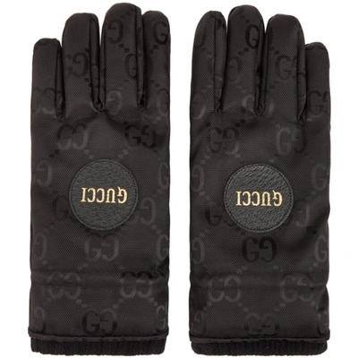 Gucci Gg Ribbed-knit Trim Ski Gloves In Black