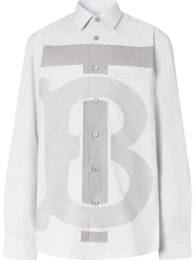 Burberry Monogram-print Buttoned Shirt In Grey