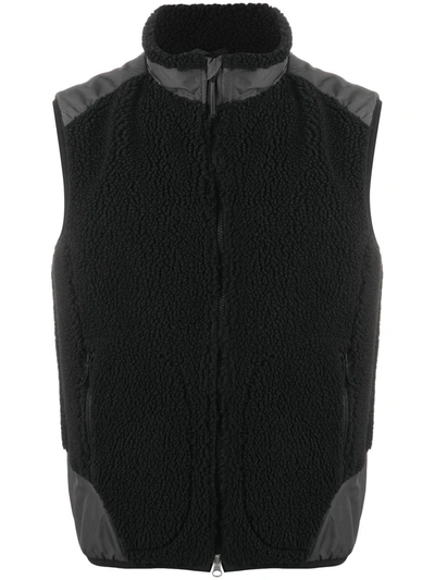 Descente Faux-shearling Panelled Gilet In Black
