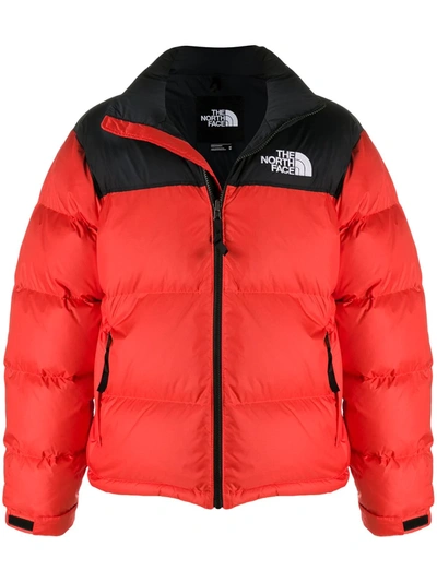 The North Face Two-tone Padded Jacket In Orange