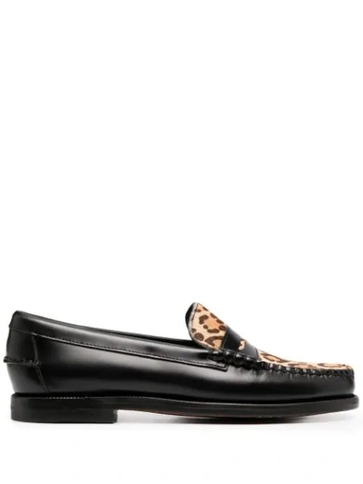 Sebago Leopard-print Loafers In Black