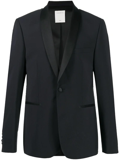 Sandro Croise Double Breasted Button Front Tailored Fit Suit Jacket In Navy Blue