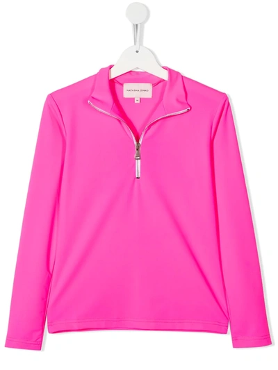 Natasha Zinko Teen Here Comes Trouble Zip-up Top In Pink