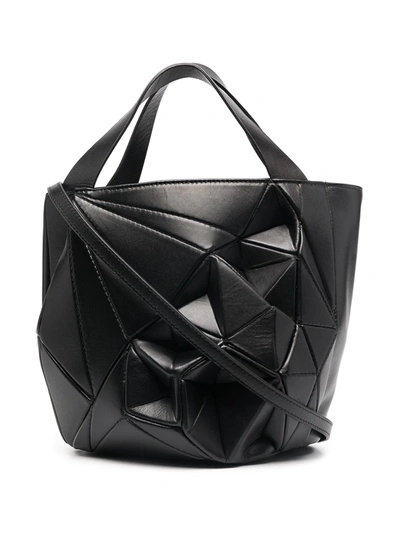 Calicanto Structured Geometric Bucket Bag In Black