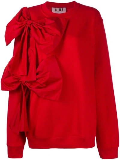 Gina Oversized Bow Sweatshirt In Red