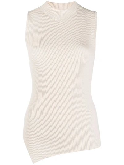 Theory Knitted Asymmetric Hem Vest In Neutrals