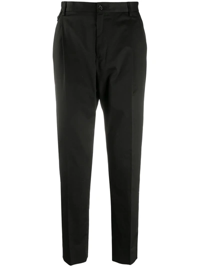Dolce & Gabbana Side-striped Tapered Trousers In Black