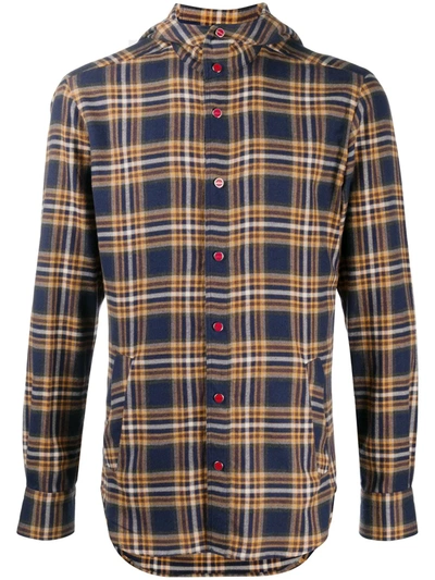 Kiton Hooded Plaid Shirt In Blue