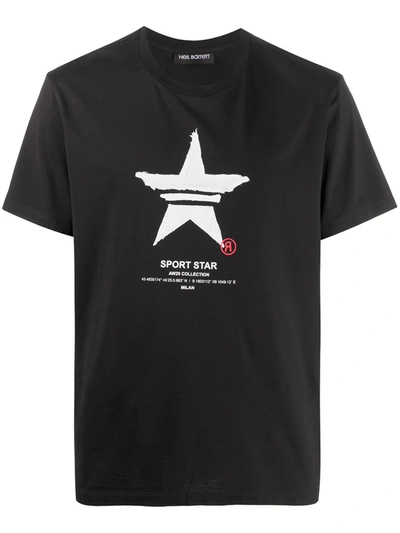 Neil Barrett Sport Star Print Cotton Jersey T-shirt In Black,white
