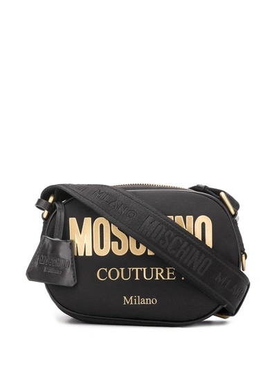 Moschino Logo Plaque Crossbody Bag In Black