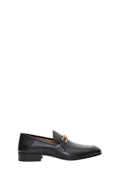 Gucci Leather Loafer With Interlocking G In Black