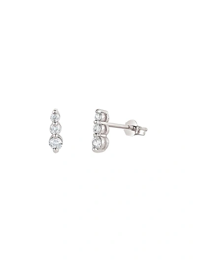 Dinny Hall 14kt White Gold Diamond Shuga Tapering Triple Stud Earrings