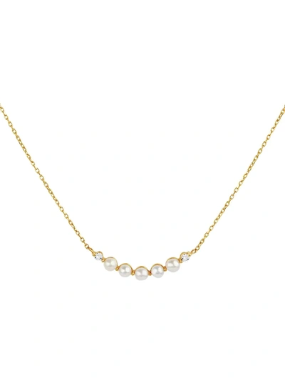 Dinny Hall 14ct Gold Shuga Pearl And Diamond Bar Pendant Necklace