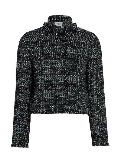Akris Punto Women's Fringe-trim Tweed Jacket In Black Multi