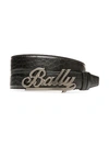 Bally Swoosh Croc-embossed Leather Belt