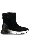 Ash Leather, Suede & Shearling As-kyoto Ankle Boots In Black